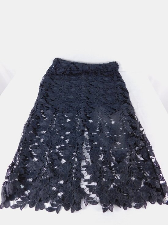 a new day Dresses & Skirts - A New Day Skirt Womens Medium Black Floral Lace Midi Lined A-Line High Waist